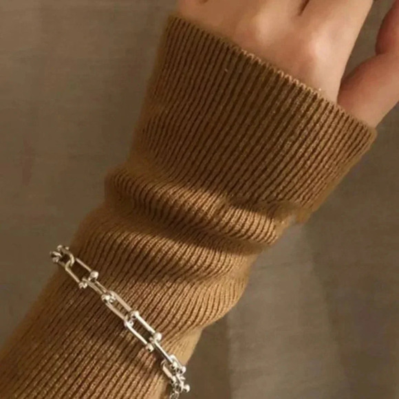 925 Sterling Silver Hardware Chain U Link Bracelet - Picture 6 of 8